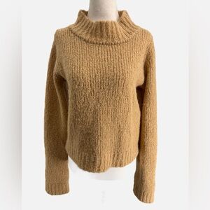 Toit Volant Alpaca Blend Chunky Knit Mock Neck Sweater Camel XS USA